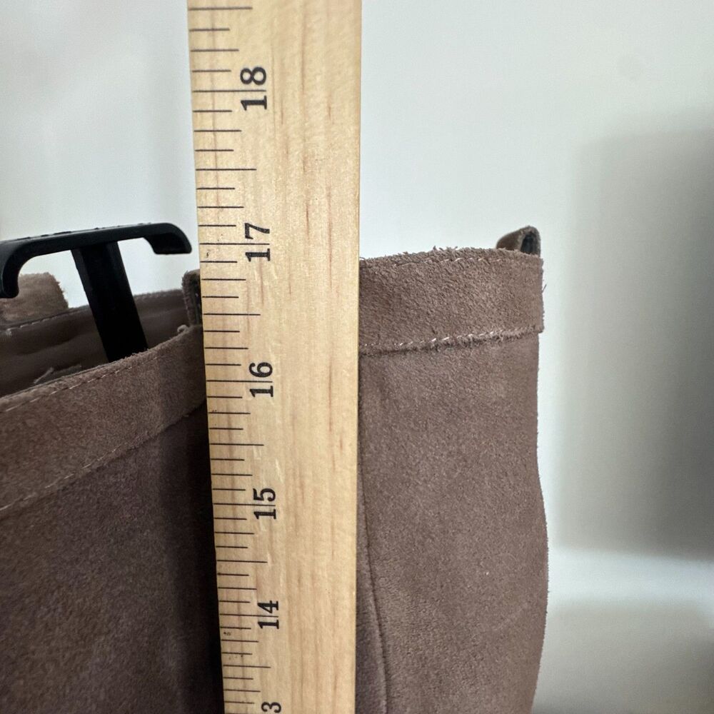 Lauren Ralph Lauren Taupe Suede Tall Boots Women's 10B Leather Block Heel Riding - Picture 8 of 13